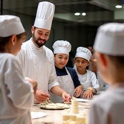 People attending a baking class.